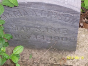 Headstone of Maria Gibson, owner of the Gibson Inn